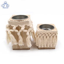 Set of 2 Wood tealight Candle Holders